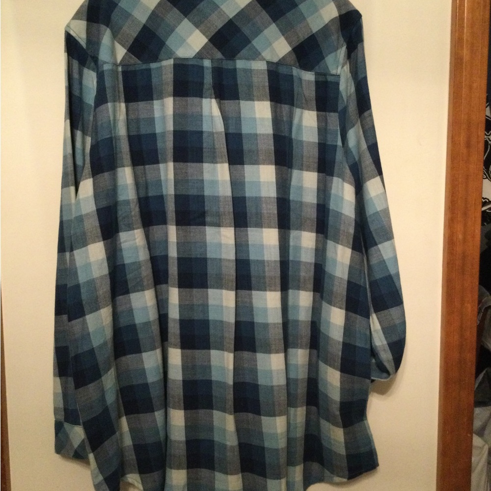 NWT J Jill Blue Plaid Button-Up Shirt with Pockets, size XL - Picture 2 of 9